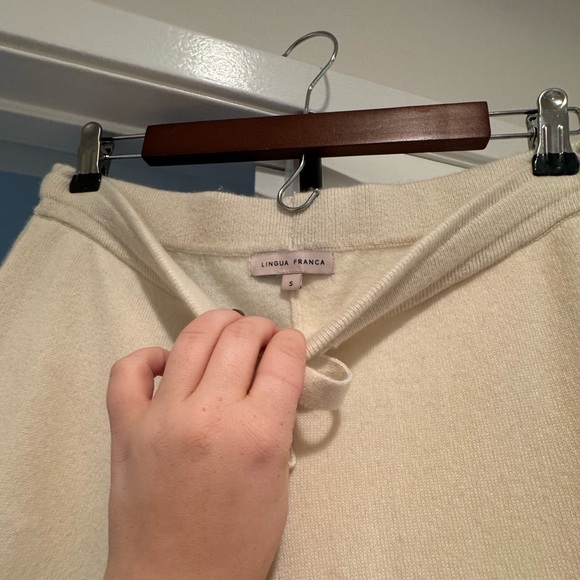 Lingua Franca 100% Cashmere Wide Leg Pants in Cream - Picture 2 of 5